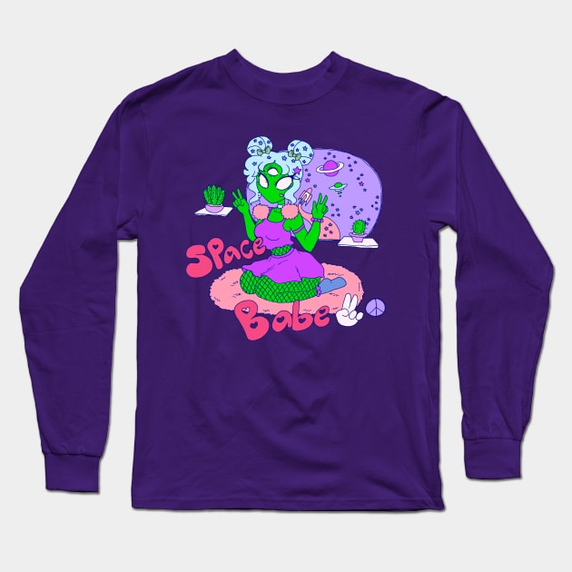 Alien Space Babe Long Sleeve T-Shirt by saradaboru